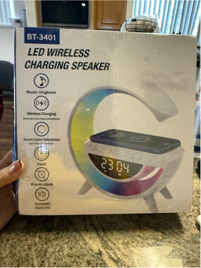 Unbranded LED Wireless Charging Speaker Clock One Size White Multicolor